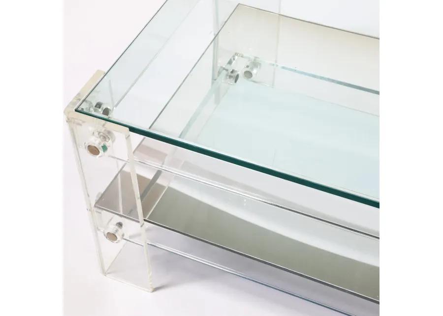 Mirrored Two Tier Lucite Coffee Table