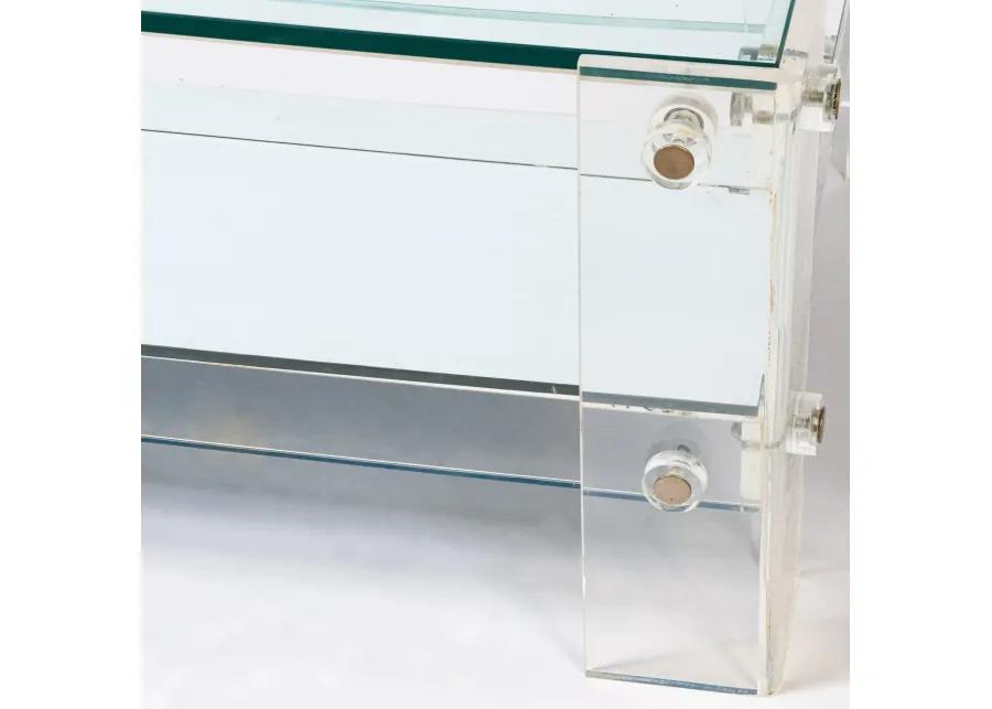 Mirrored Two Tier Lucite Coffee Table