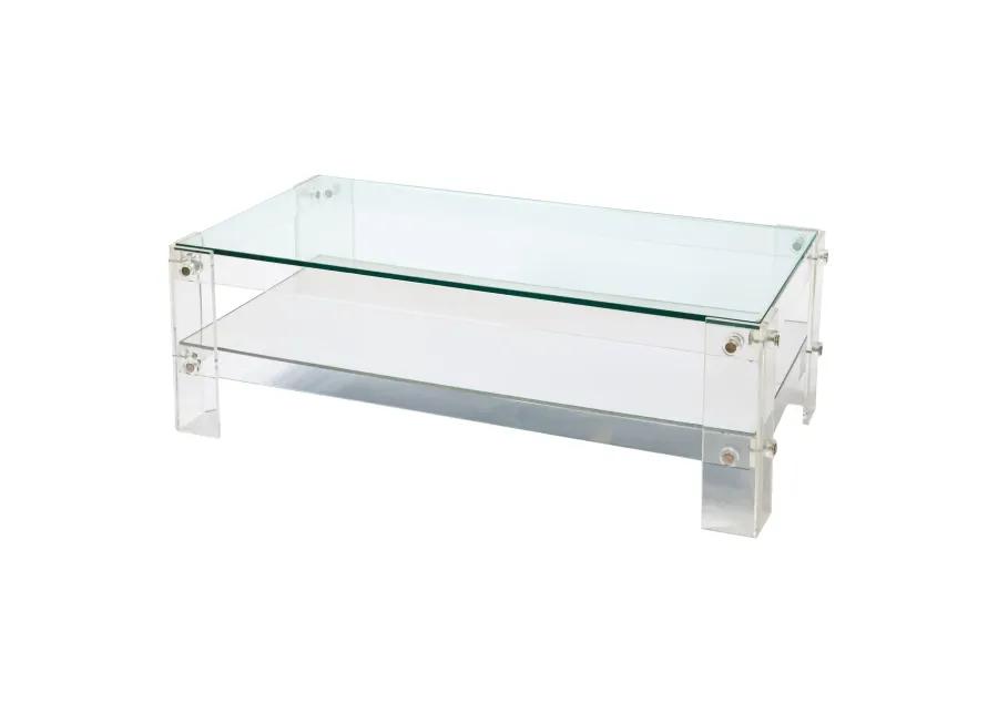 Mirrored Two Tier Lucite Coffee Table