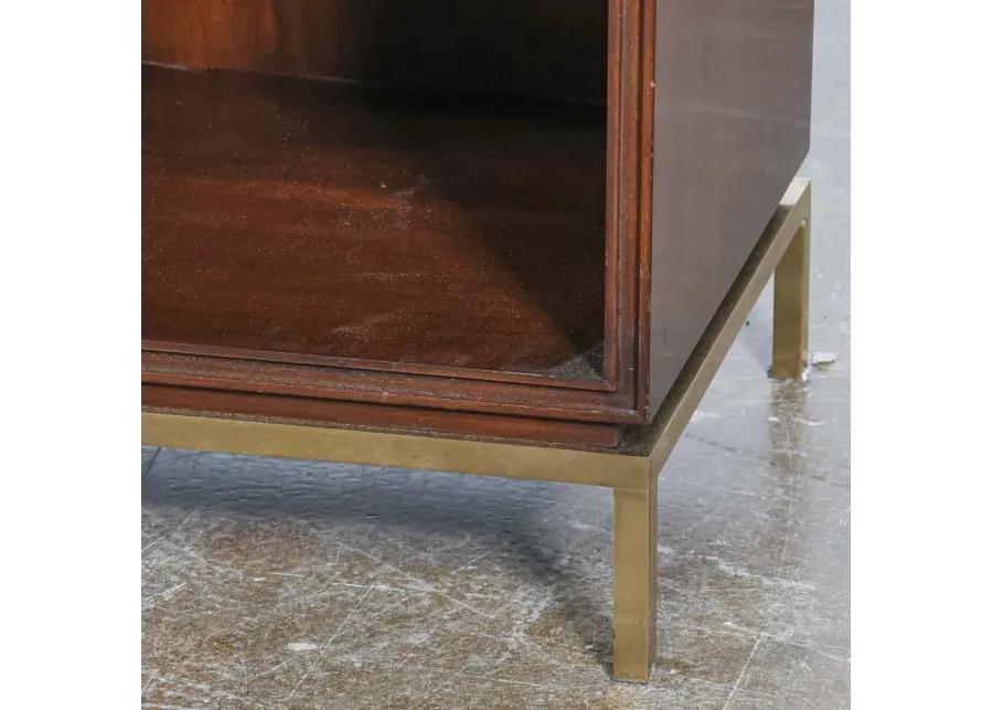 Pair of Thomas Pheasant Brass Walnut Nightstands