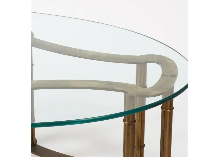 Brass Bamboo Style Coffee Table with Glass Top