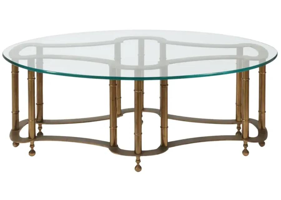 Brass Bamboo Style Coffee Table with Glass Top