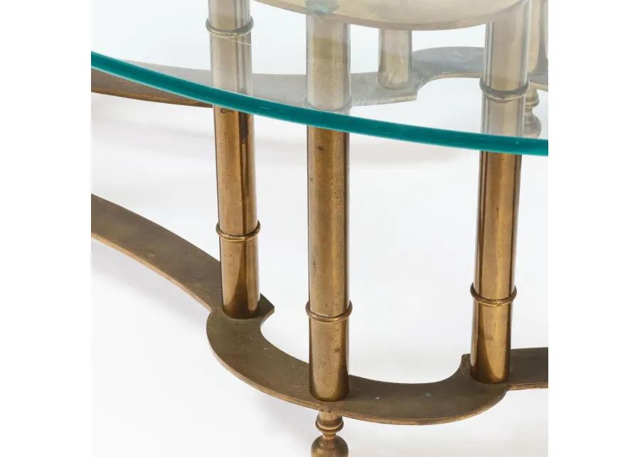 Brass Bamboo Style Coffee Table with Glass Top