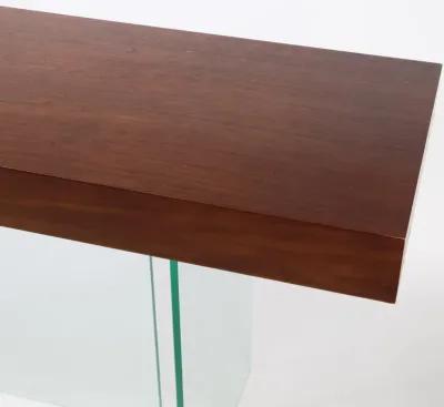 Modern Console with Wood Top Glass Bottom