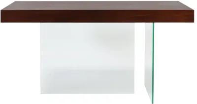 Modern Console with Wood Top Glass Bottom