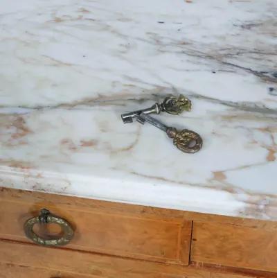 Louis XVI Style Burled Marble Top Sideboard