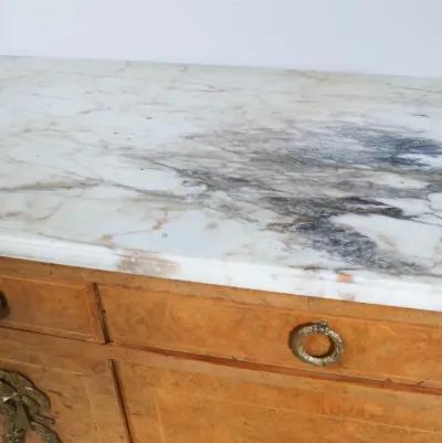 Louis XVI Style Burled Marble Top Sideboard