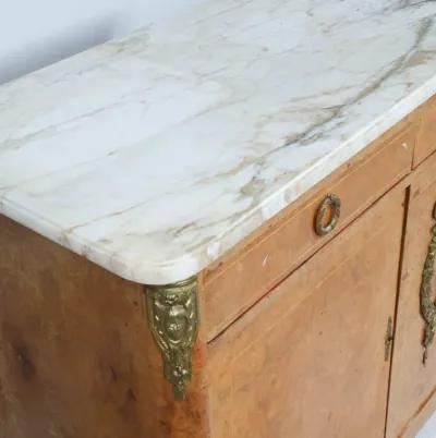 Louis XVI Style Burled Marble Top Sideboard