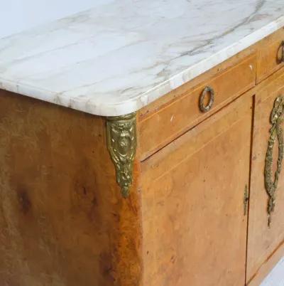 Louis XVI Style Burled Marble Top Sideboard