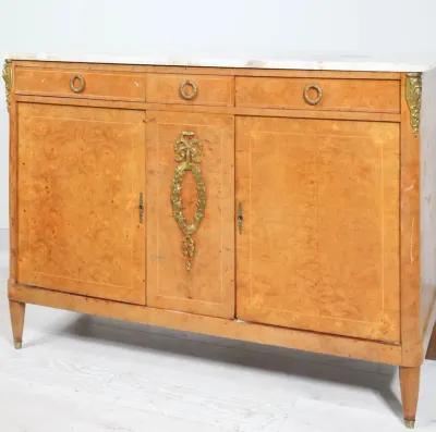 Louis XVI Style Burled Marble Top Sideboard