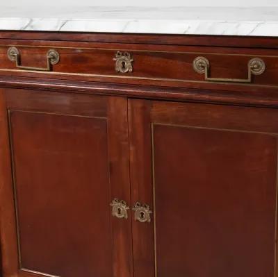 Louis XVI Style White Marble Top Mahogany Sideboard