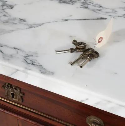 Louis XVI Style White Marble Top Mahogany Sideboard