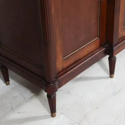 Louis XVI Style White Marble Top Mahogany Sideboard