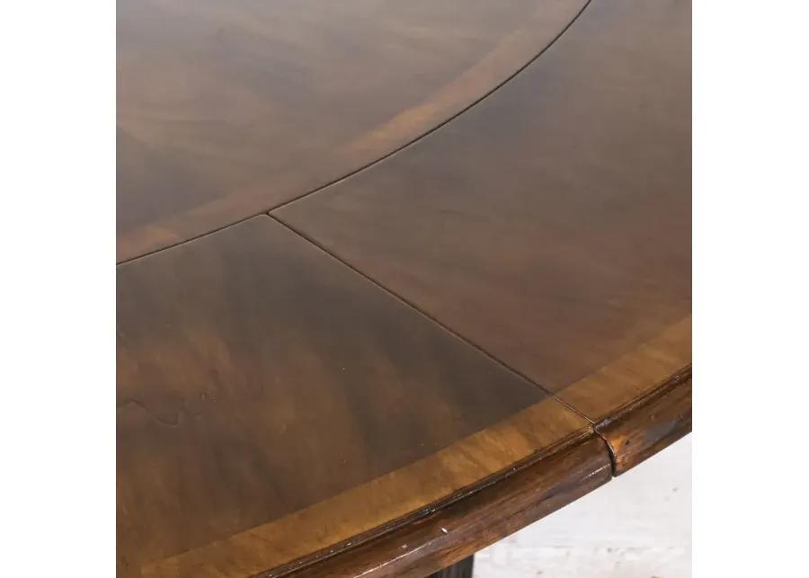 Round Table with Four Leaves Restored in Perfect Brown