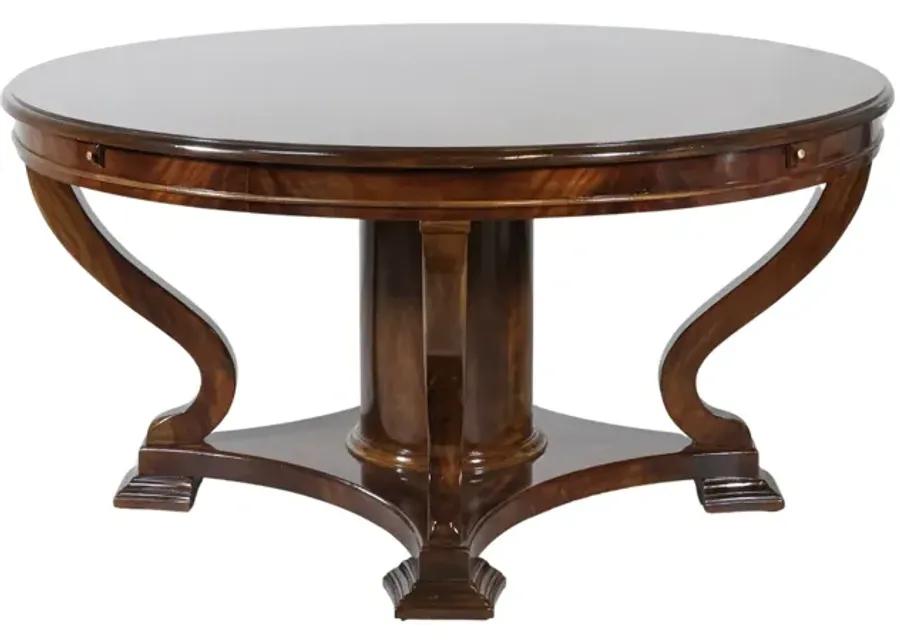 Round Table with Four Leaves Restored in Perfect Brown