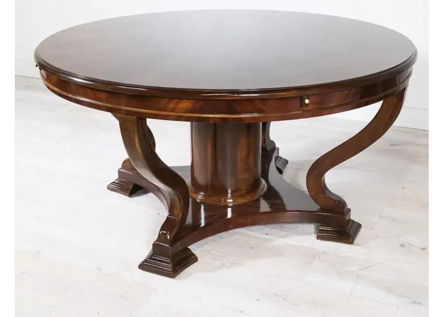 Round Table with Four Leaves Restored in Perfect Brown