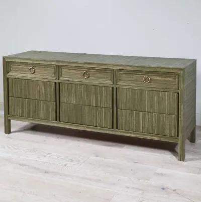 Classic Dresser with Ring Pulls in Ford Hemp Grasscloth