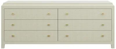 In Stock 80" Jackie Dresser in Louis Raffia with Brass Fan Knobs