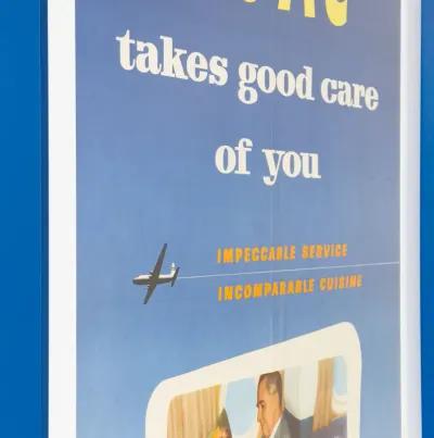 Framed 1950s British Aviation Poster - British Overseas Airways Corporation Takes Care of You