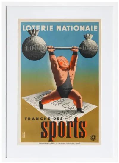 Framed Loterie Nationale Poster - Tranche de Sport (Halterophilie)