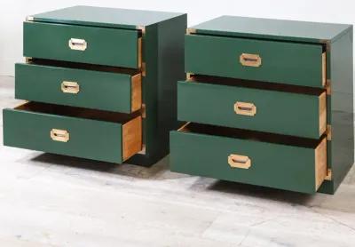 Pair of 3 Drawer Campaign Chests Freshly Lacquered in Martha's Vineyard