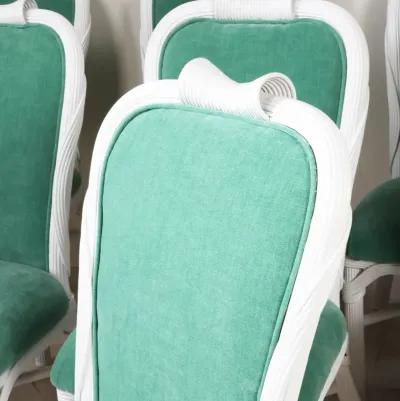 Refinished Set of 8 Dining Chairs in Spade Aqua Velvet