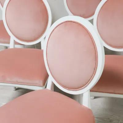 Set of 6 Cartel Dining Chairs in Peach Velvet