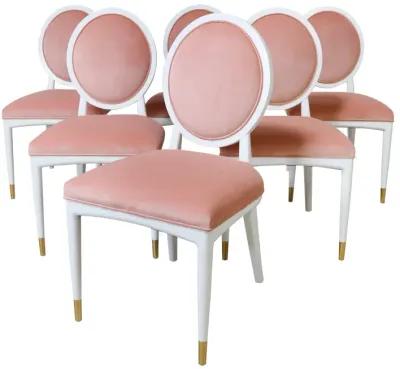 Set of 6 Cartel Dining Chairs in Peach Velvet