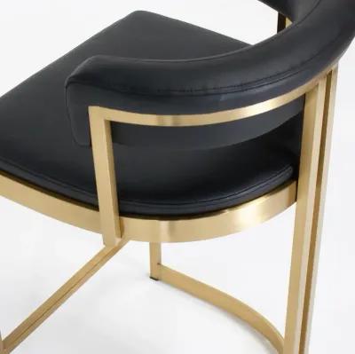 Ballantine Bar Stool in Black Leather Brass