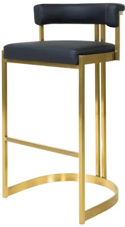 Ballantine Bar Stool in Black Leather Brass