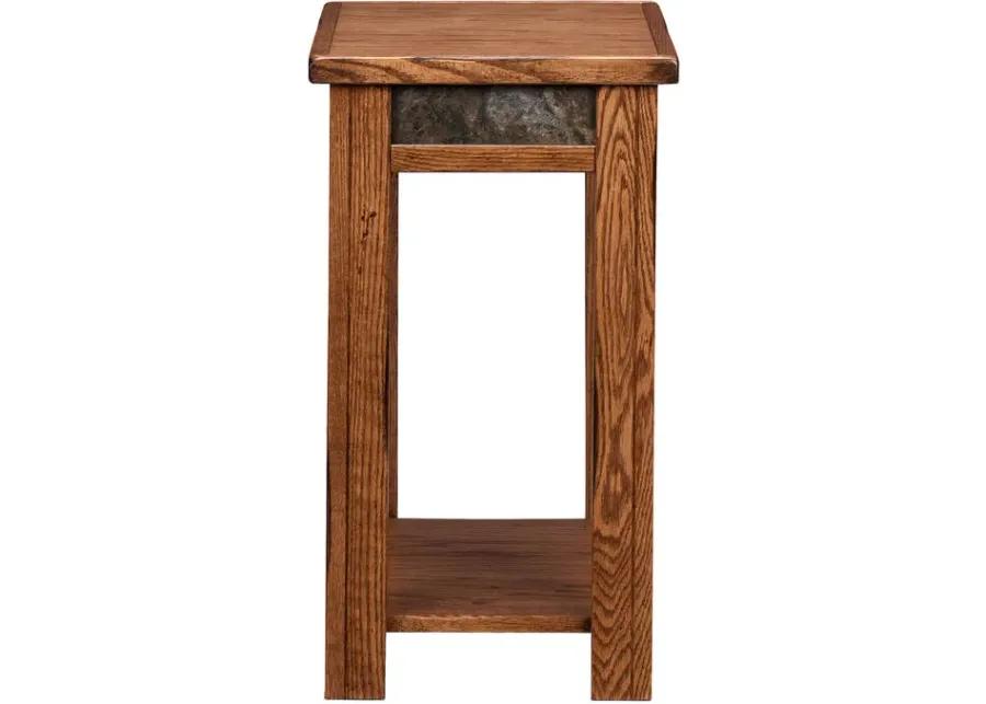Evanston Antique Oak Rustic Chairside Table