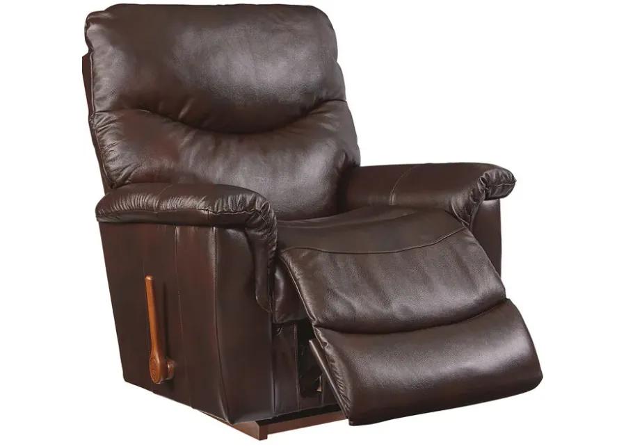 James Walnut Leather Rocker Recliner Chair