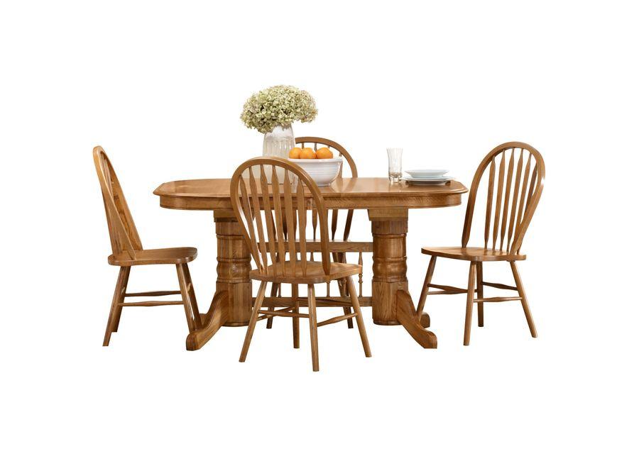 Intercon | Jefferson 5 Piece Arrow Back Trestle Dining Set | Chestnut