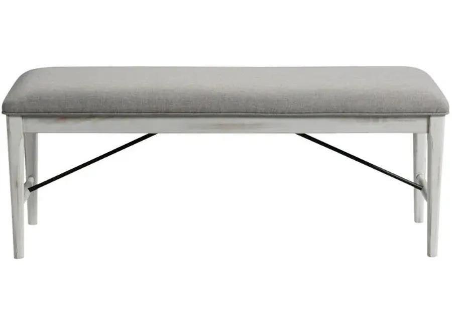 Modern Rustic Weathered White Backless Bench