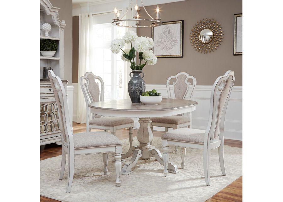 Liberty Furniture | Magnolia Manor 5 Piece Upholstered Pedestal Dining Set | White