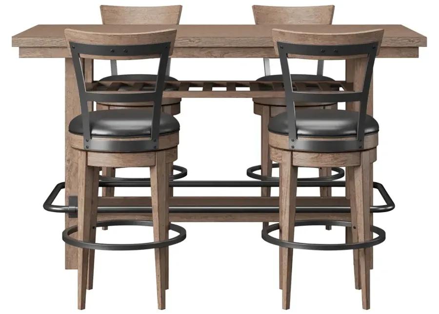 Emerald Home Furnishings | Benton 5 Piece Swivel Dining Set | Pecan