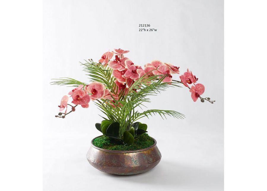 Permanent Botanicals Orchids In Copper Bowl