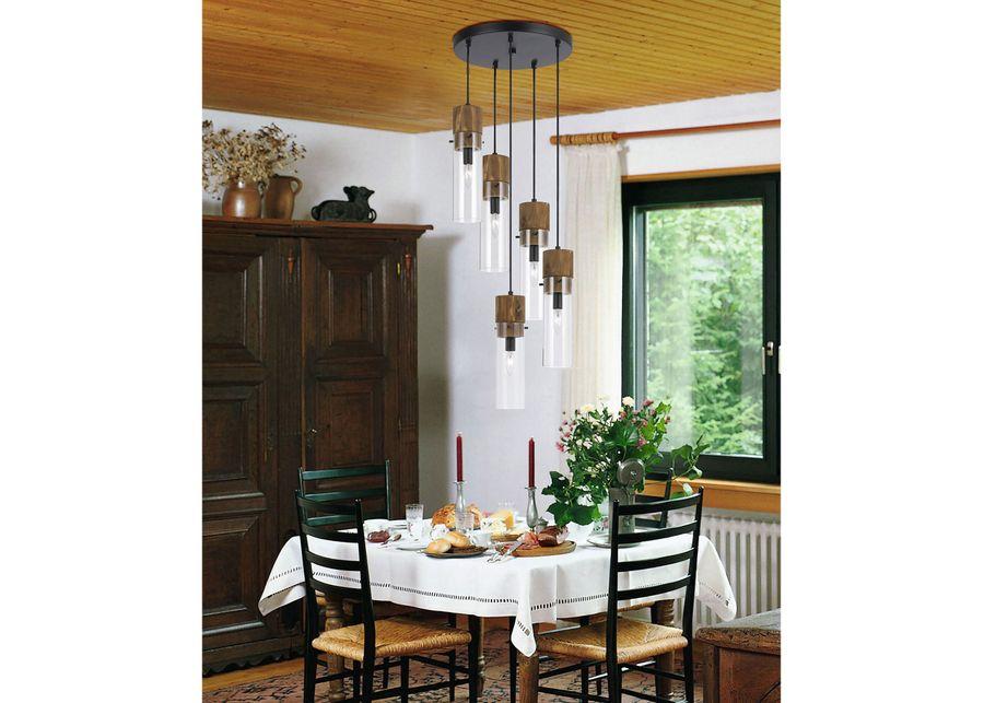 Cal Lighting | Spheroid 5 Pendant Chandelier Lamp | Brown