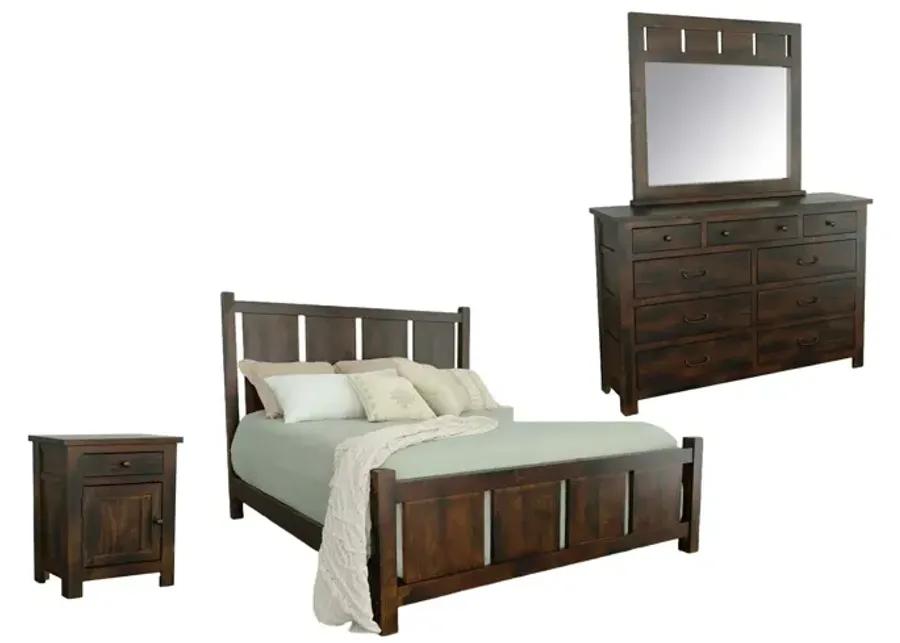 Progressive Furniture | Queen Woodbury 4 Piece Panel Room Group | Vintage Pine