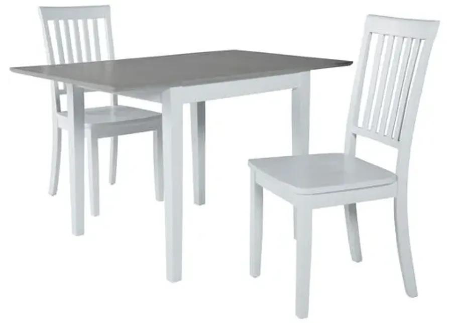 Simplicity White 3 Piece Drop Leaf Dining Set