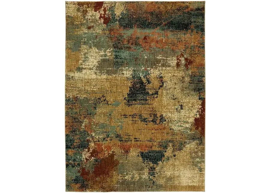 Elements Tan/Green/Gold Area Rug 5'3"W x 7'10"L