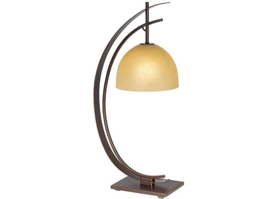 Bronze Arc With Glass Dome Shade Table Lamp 28"H