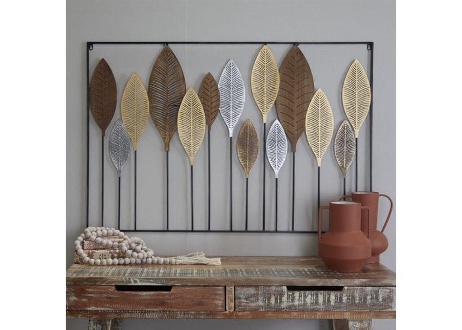 Copper, Gold, and Black Metal Leaves Wall Décor 47"W x 31"H