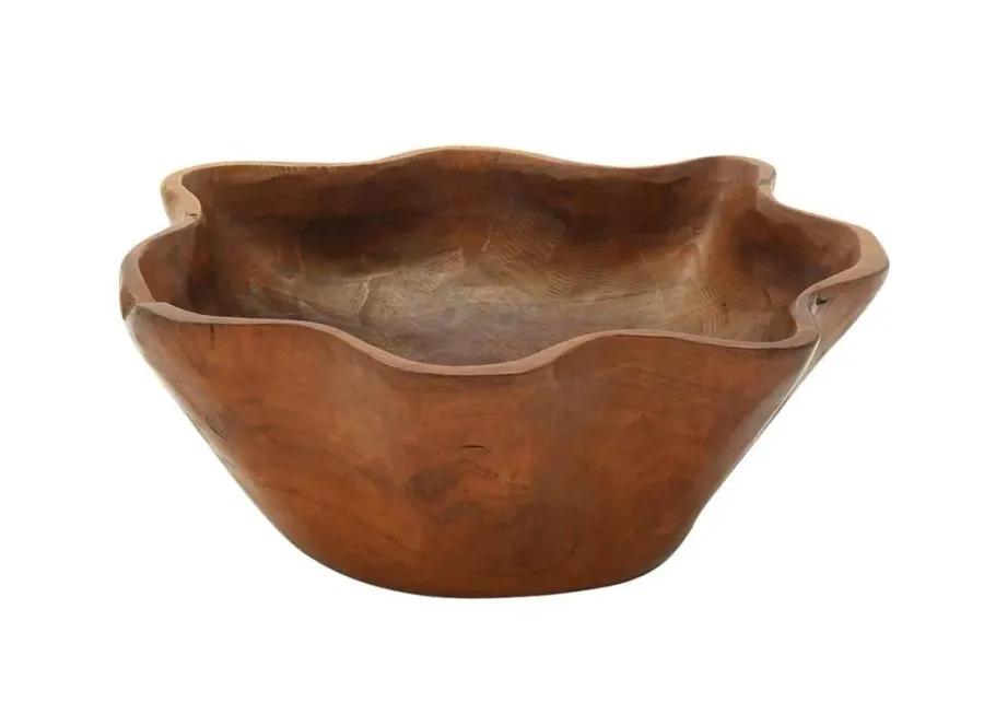 Brown Teak Bowl 12"W x 14"D x 6"H