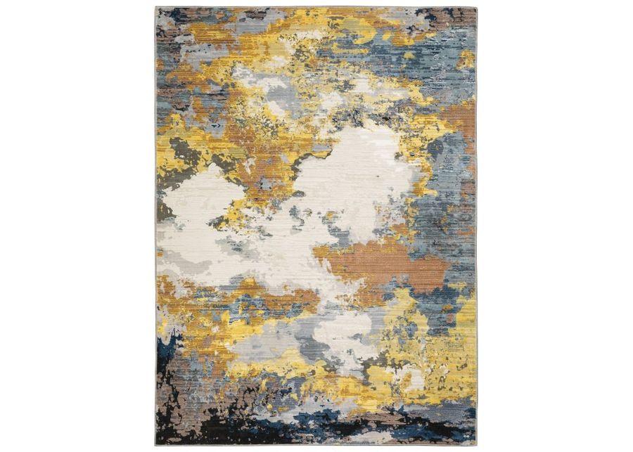 Caravan Yellow/Blue Abstract Area Rug 7'10"W x 10'10"L