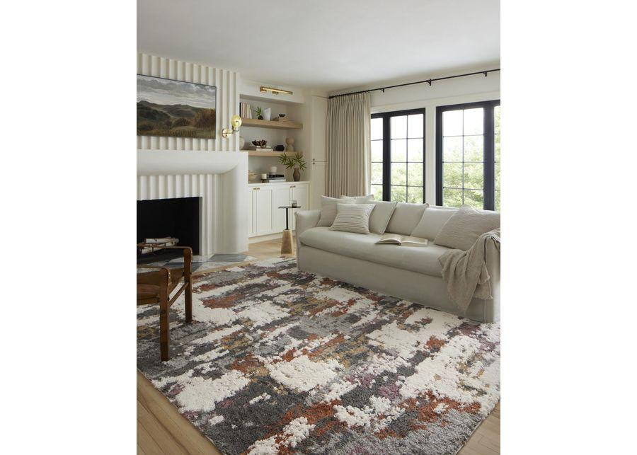 Levitt Grey/Multi Shag Area Rug 5'3"W x 7'6"L