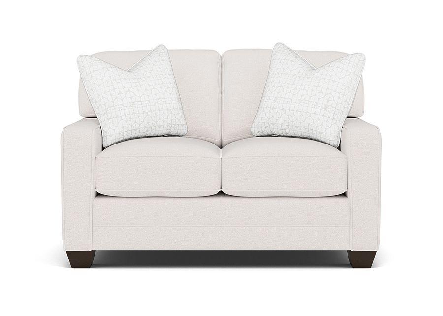 Bentley Track Arm Loveseat in Uprise Oyster with Fandom Luna Pillows