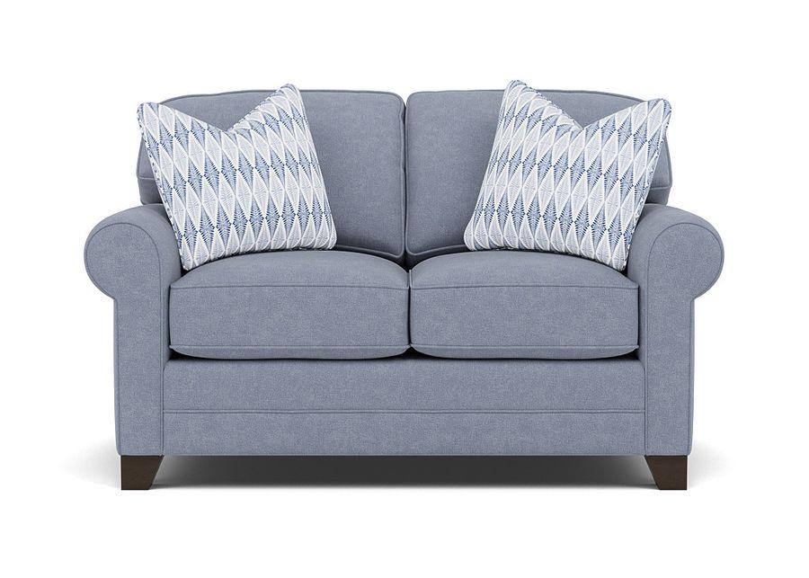 Bentley Sock Arm Loveseat in Uprise Indigo with Rimini Indigo Pillows