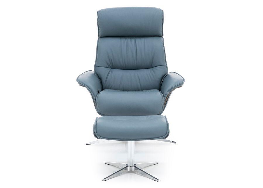 Modern Comfort by Direct Design Celestial Leather Reclining Swivel Chair and Ottoman Set