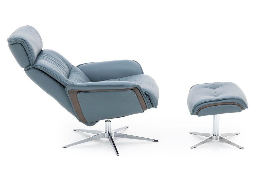 Modern Comfort by Direct Design Celestial Leather Reclining Swivel Chair and Ottoman Set